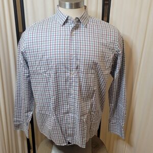 UNTUCKit‎ Casual L/S Button Up Shirt, White/Pink/Blue, Men's Large 100% Cotton